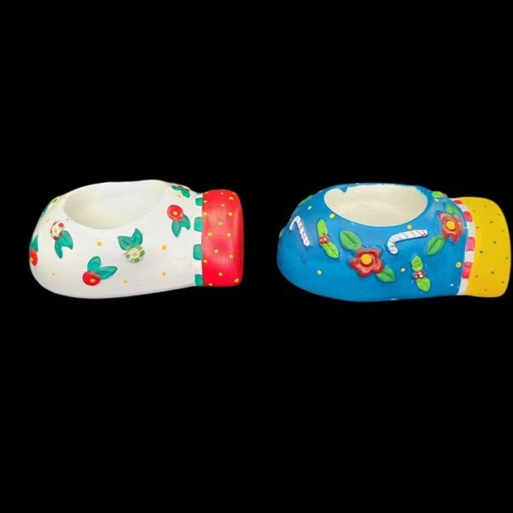 Mary Engelbreit Christmas Winter Mitten Tea Light Votive Candle Holders Set of 2